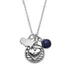 Love This Life Sodalite Silver-plated Usa Heart Disc Charm Pendant Necklace, Women's, Grey