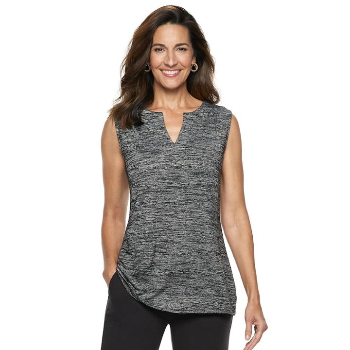 Women's Dana Buchman Everyday Casual Splitneck Tank, Size: Xxl, Black