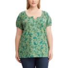 Plus Size Chaps Print Top, Women's, Size: 2xl, Green