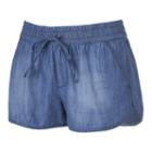 Juniors' So&reg; Dolphin Hem Twill Shortie Shorts, Girl's, Size: Medium, Light Blue
