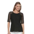 Women's Dana Buchman Lace Tee, Size: Medium, Black