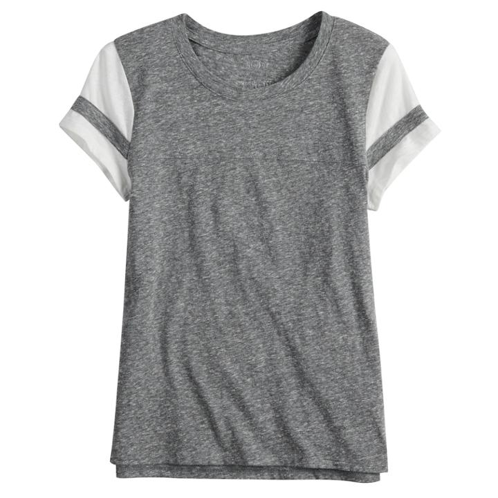 Girls 7-16 & Plus Size So&reg; Basic Varsity Tee, Size: 18 1/2, Med Grey