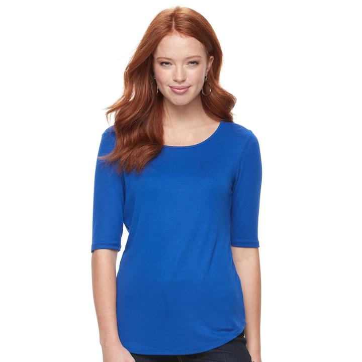 Women's Apt. 9&reg; Essential Elbow-sleeve Tee, Size: Xl, Blue