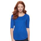 Women's Apt. 9&reg; Essential Elbow-sleeve Tee, Size: Xl, Blue