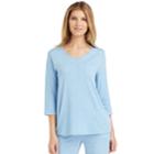 Women's Cuddl Duds Pajamas: Essential Henley Top, Size: Small, Med Blue