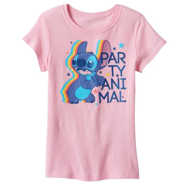 Disney's Stitch Girls 7-16 Party Animal Graphic Tee, Girl's, Size: Medium, Med Pink