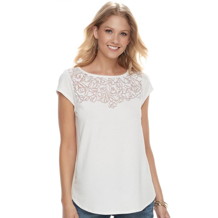 Women's Apt. 9&reg; Burnout Tee, Size: Medium, White