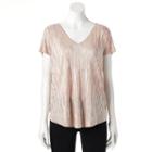 Women's Jennifer Lopez Metallic Crinkle Tee, Size: Medium, Lt Beige