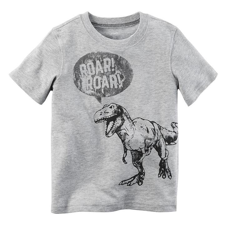 Boys 4-8 Carter's Roar! Roar! Dinosaur Graphic Tee, Size: 6, Light Grey