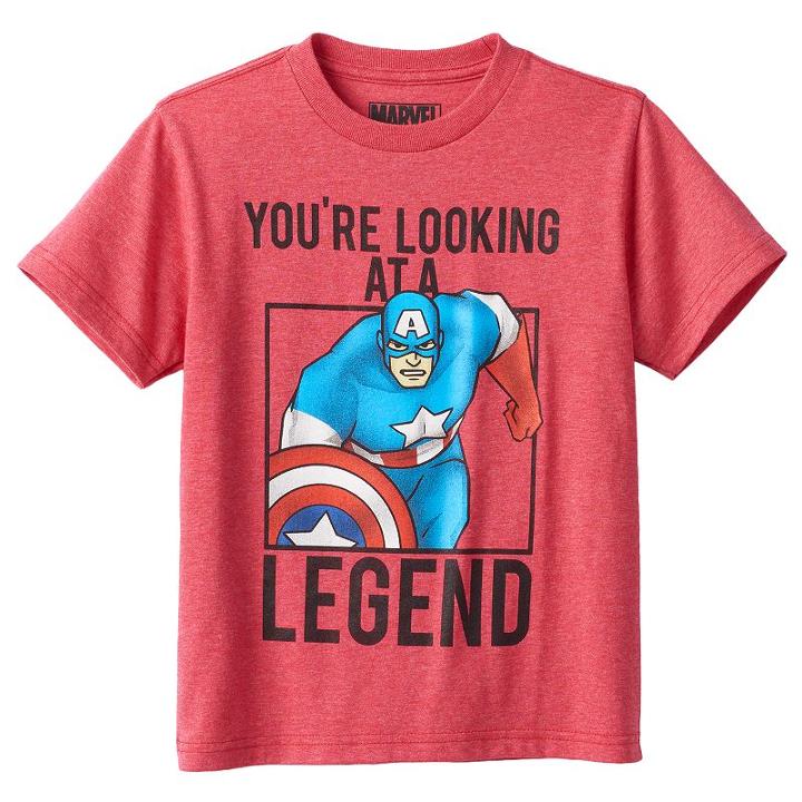 Boys 4-7 Marvel Captain America Legend Graphic Tee, Boy's, Size: 7, Med Red