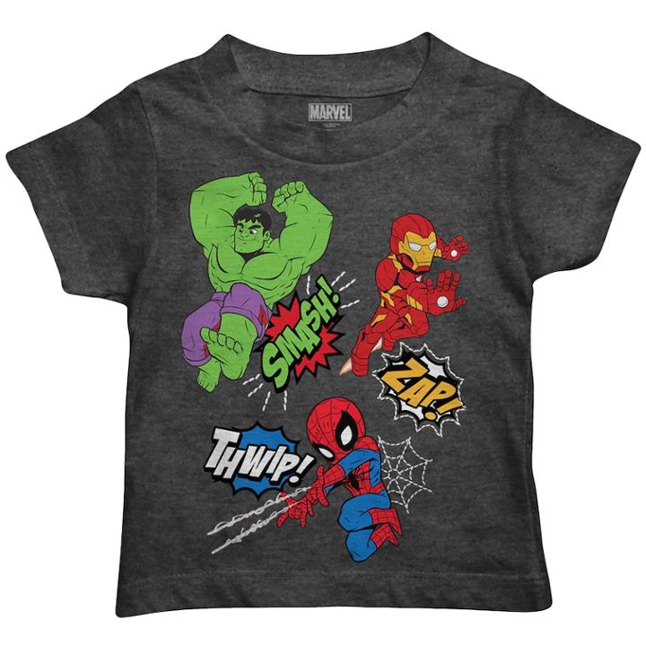 Toddler Boy Marvel The Hulk, Spider-man & Iron Man Graphic Tee, Size: 3t, Grey (charcoal)