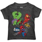 Toddler Boy Marvel The Hulk, Spider-man & Iron Man Graphic Tee, Size: 3t, Grey (charcoal)