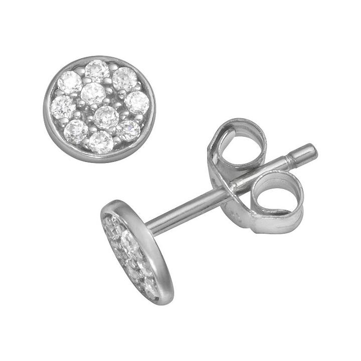 Sophie Miller Sterling Silver Cubic Zirconia Disc Stud Earrings, Women's, White