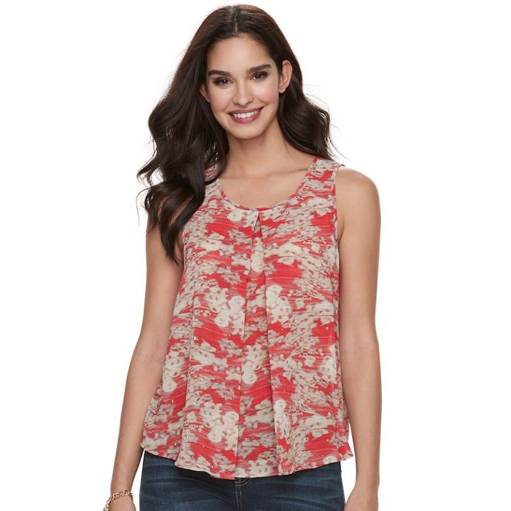 Women's Juicy Couture Pleated Woven Tank, Size: Large, City Rouge