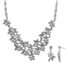 Crystal Allure Flower Necklace And Drop Earring Set, Women's, Size: 19, White