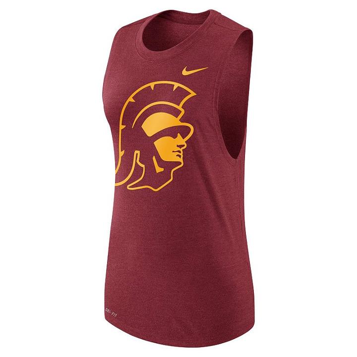 Women's Nike Usc Trojans Dri-fit Muscle Tee, Size: Medium, Red