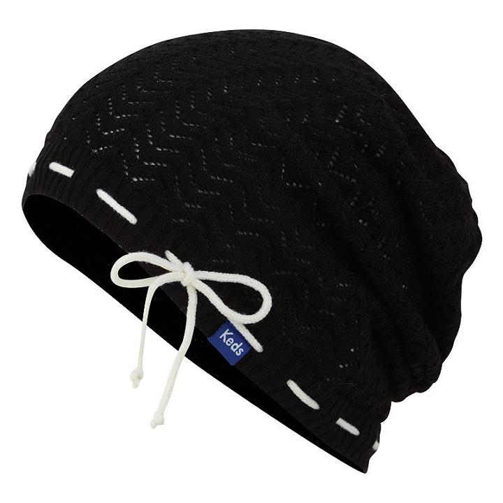 Keds, Women's Open-work Chevron Slouchy Beanie, Black