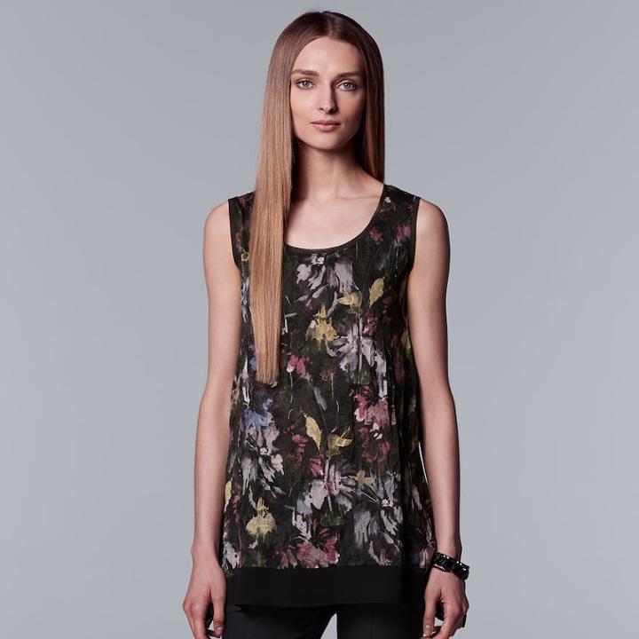 Women's Simply Vera Vera Wang Print Handkerchief Hem Tank, Size: Large, Oxford