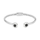 Black Spinel Sterling Silver Hexagon Hinged Cuff Bracelet, Women's, Size: 6.5