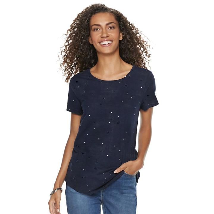 Women's Sonoma Goods For Life&trade; Essential Crewneck Tee, Size: Xxl, Blue (navy)