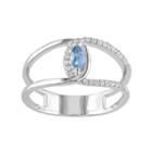 Blue & White Topaz Sterling Silver Double Row Marquise Ring, Women's, Size: 5