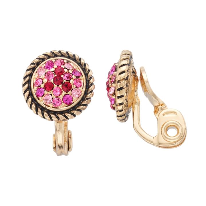 Napier Tonal Round Clip On Earrings, Women's, Red