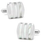Stainless Steel Striped Cuff Links, Men's, White