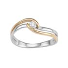 Two Tone 10k Gold 1/10 Carat Tw. Diamond Twist Promise Ring, Women's, Size: 6, White