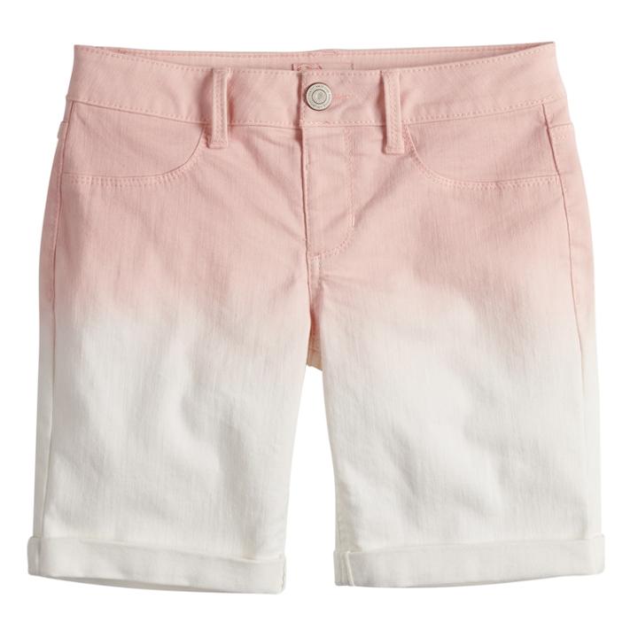 Plus Size Girls 7-16 So&reg; Ombre Jean Bermuda Shorts, Size: 18 1/2, Med Pink