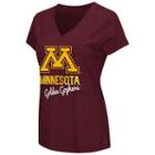 Women's Campus Heritage Minnesota Golden Gophers V-neck Tee, Size: Large, Dark Red