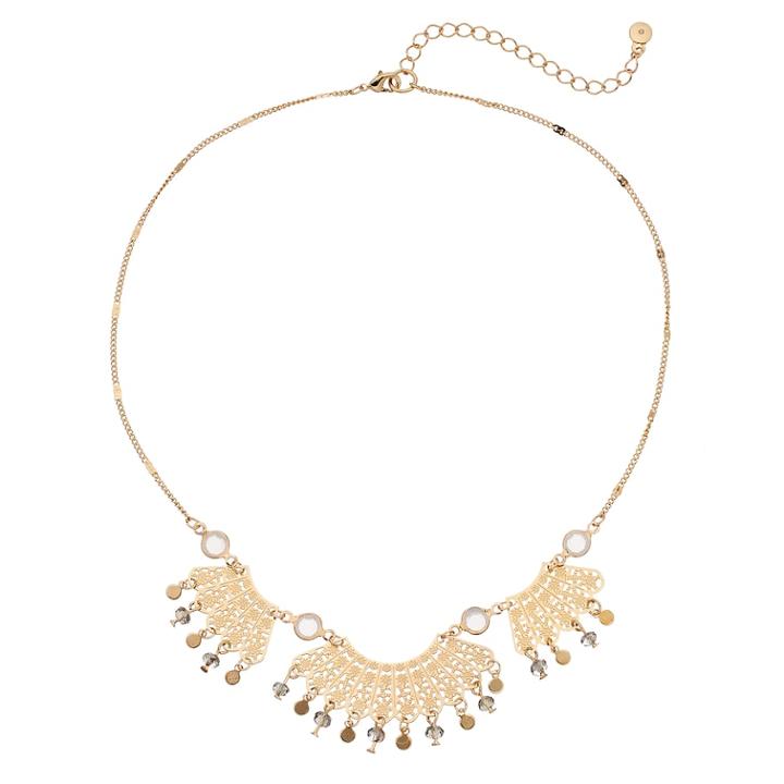Lc Lauren Conrad Beaded Fan Statement Necklace, Women's, Med Brown