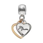 Individuality Beads Two Tone Sterling Silver Mom Heart Charm, Women's, Multicolor