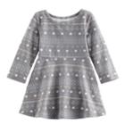 Jumping Beans&reg; Baby Girl Glitter Fairisle Skater Dress, Size: 6 Months, Med Grey