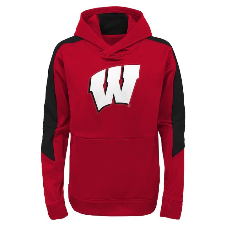 Boys 8-20 Wisconsin Badgers Hyperlink Pullover Hoodie, Size: L 14-16, Dark Red
