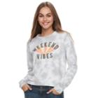 Juniors' Weekend Vibes Tie-dye French Terry Top, Teens, Size: Medium, White