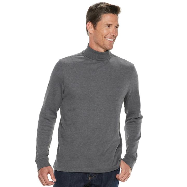 Men's Croft & Barrow&reg; Classic-fit Easy-care Interlock Turtleneck, Size: Medium, Dark Grey
