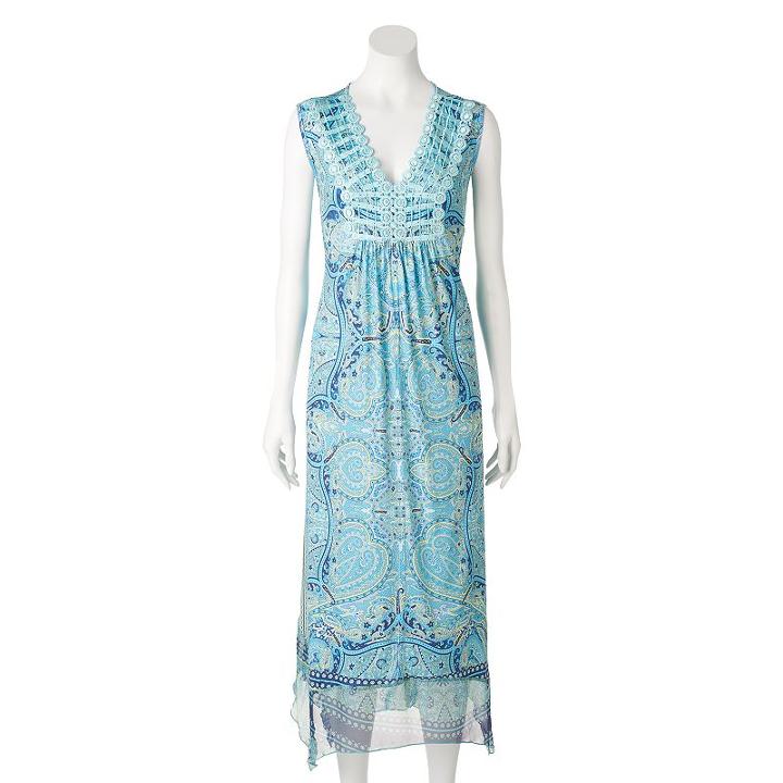 Women's World Unity Embellished Crochet Maxi Dress, Size: Small, Blue Other