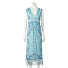 Women's World Unity Embellished Crochet Maxi Dress, Size: Small, Blue Other