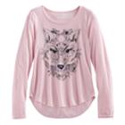 Girls 7-16 & Plus Size Mudd&reg; High-low Graphic Tee, Size: 14, Brt Pink