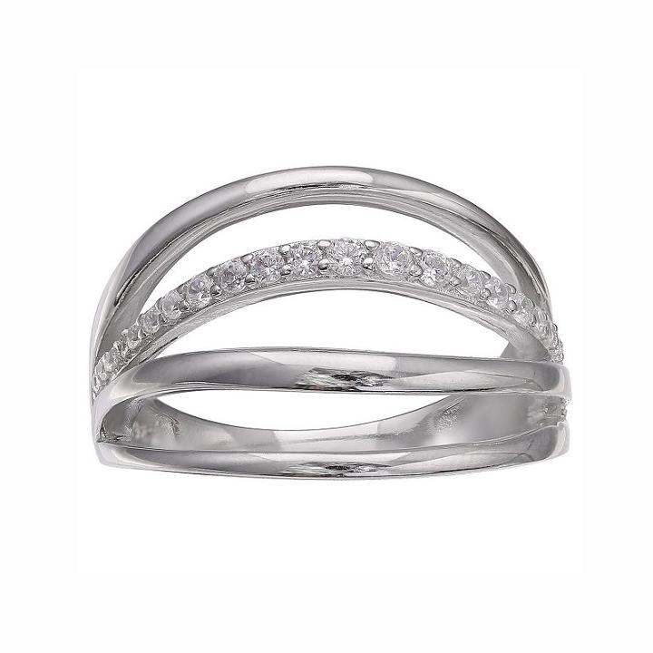 Primrose Sterling Silver Cubic Zirconia Openwork Ring, Women's, Size: 9, White