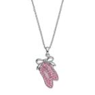 Silver Luxuries Silver Tone Crystal Ballet Shoes Pendant, Women's, Pink