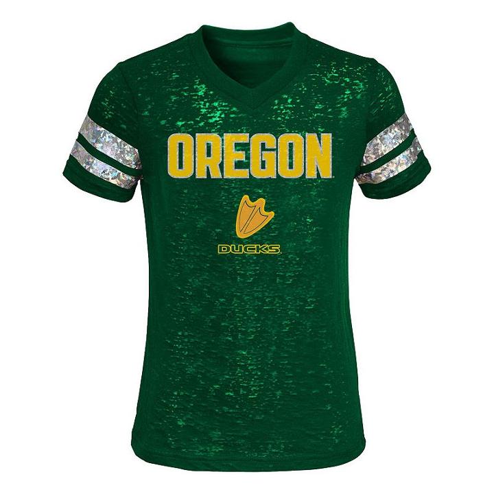 Girls 4-6x Oregon Ducks Opal Burnout Tee, Girl's, Size: M(5/6), Green