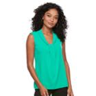 Petite Dana Buchman Sleeveless Knotted V-neck Top, Women's, Size: L Petite, Med Green