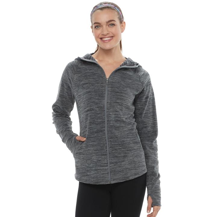 Women's Tek Gear&reg; Hooded Microfleece Jacket, Size: Large, Grey
