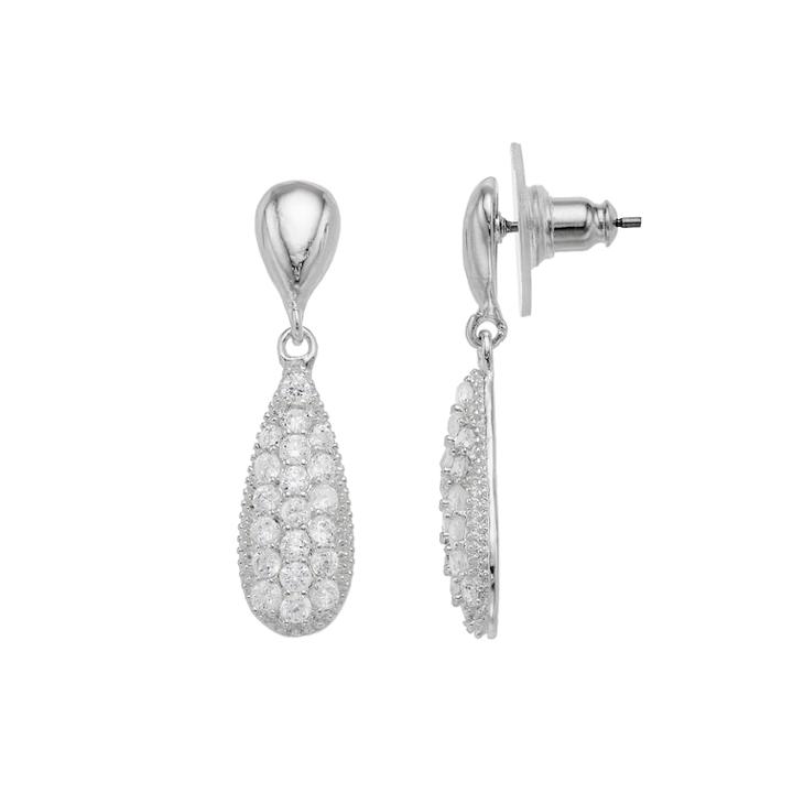 Dana Buchman Cubic Zirconia Nickel Free Teadrop Earrings, Women's, Silver