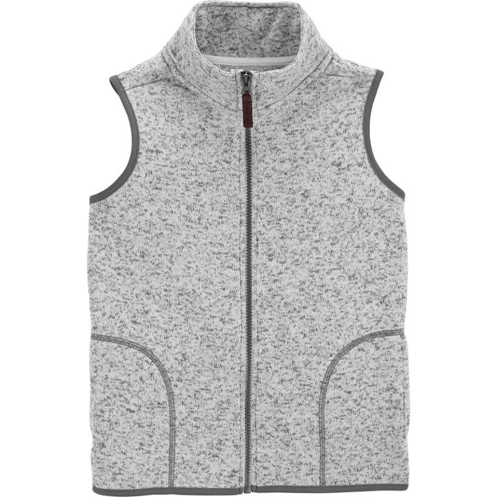 Boys 4-12 Carter's Sweater Knit Fleece Zip Vest, Size: 6, White