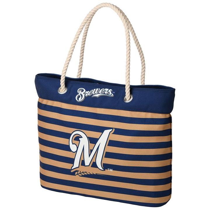 Forever Collectibles Milwaukee Brewers Striped Tote Bag, Adult Unisex, Multicolor
