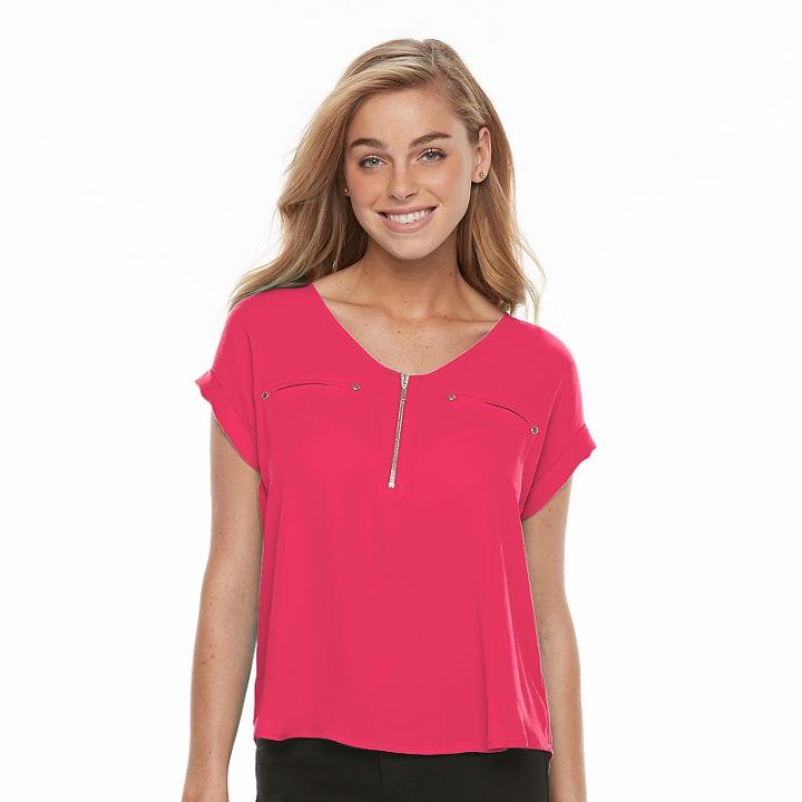 Women's Apt. 9&reg; Zipper Accent Top, Size: Xxl, Med Pink