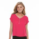 Women's Apt. 9&reg; Zipper Accent Top, Size: Xxl, Med Pink