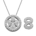 Silver-plated Cubic Zirconia Interchangeable Angel, Infinity And Circle Pendant Set, Women's, Size: 18, White